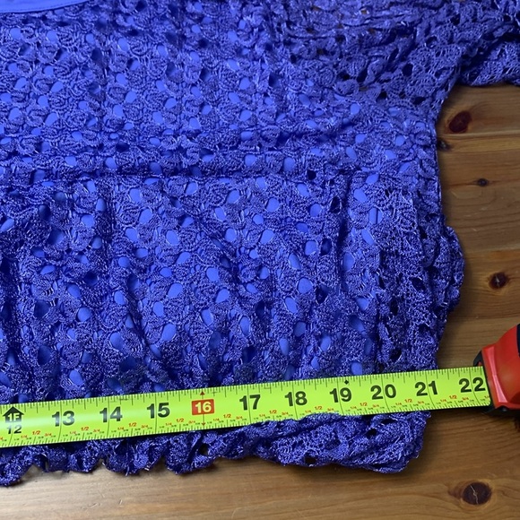 roz & ali Lilac Spring Summer Top, 3/4 Bell Sleeves, Gently Elasticized Waist - Picture 8 of 11